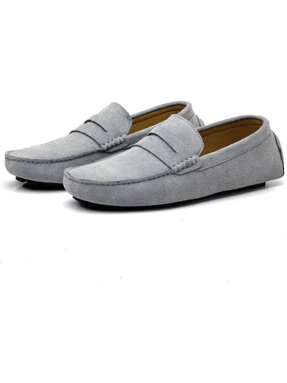 🆕Men's Grey Suede Penny Loafers Slip-On Comfort Casual Shoes for Business